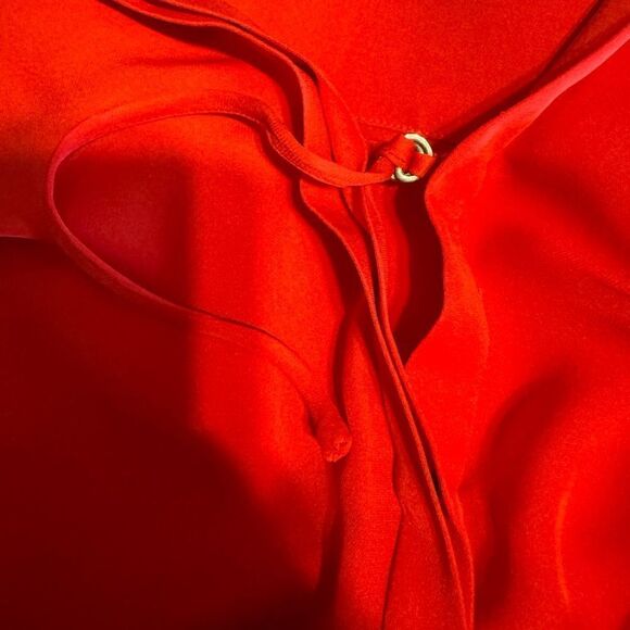 A.L.C Red Silk Keyhole Button Down - Picture 7 of 11
